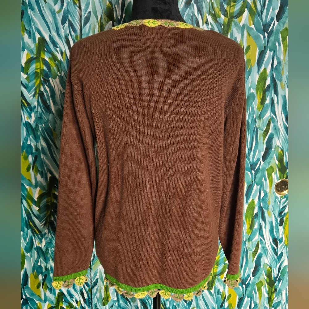 Storybook Knits Brown Sweater with Tiger Motif - Picture 2 of 5